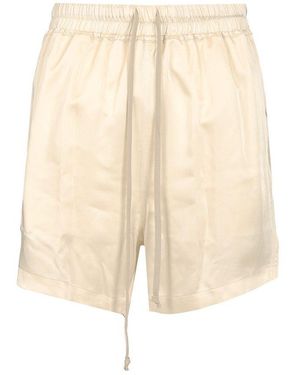 Rick Owens Frayed-Edge Drawstring Shorts - Natural