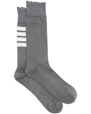 Thom Browne 4-Bar Intarsia Socks - Gray