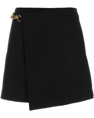 Burberry Buckle Detailed Asymmetric Mini Skirt - Black