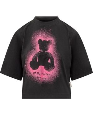 Palm Angels Spray Bear Printed Crewneck T-Shirt - Black