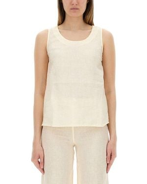 120% Lino Sleeveless Top - White