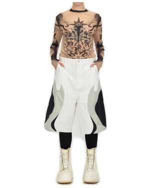 Kusikohc Panelled Rider Shorts - White