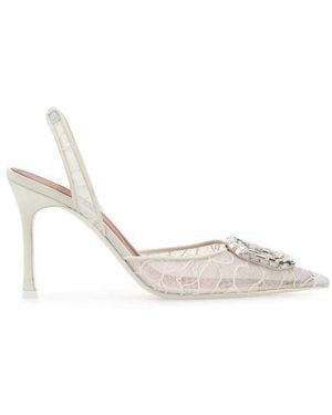 AMINA MUADDI Camelia Lace Slingback Pumps - White