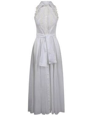 Ermanno Scervino Floral Lace-Detail Maxi Dress - Grey