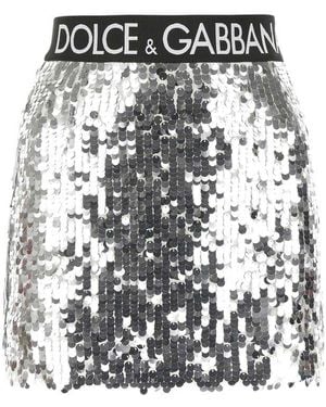 Dolce & Gabbana Silver Sequins Mini Skirt - Metallic