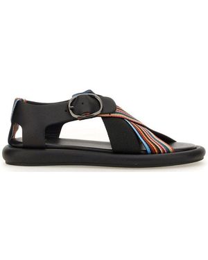 Paul Smith Stripe Detailed Open Toe Sandals - Black