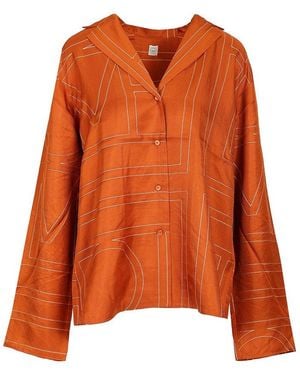 TOTEME Monogram Patterned Button-Up Shirt - Orange