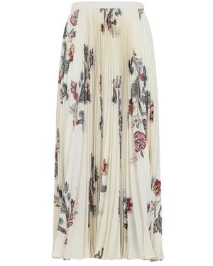 Etro Floral-Printed Pleated Skirt - White