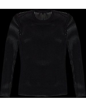 Helmut Lang Spaced Sheer Crewneck Top - Black