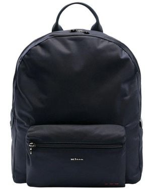 Kiton Logo-Plaque Zipped Backpack - Blue
