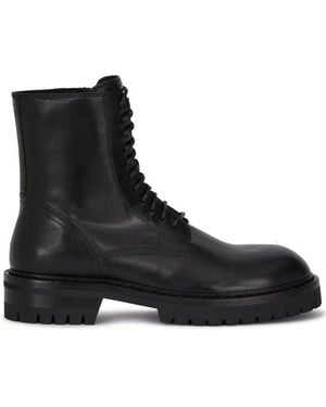 Ann Demeulemeester Rounded-Toe Lace-Up Boots - Black