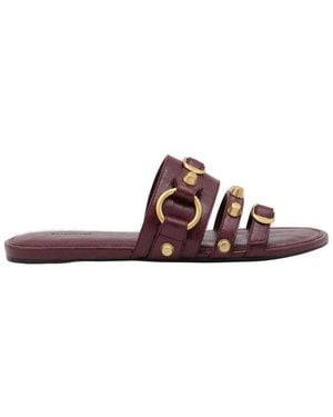 Balenciaga Stud Detailed Slip-On Sandals - Red