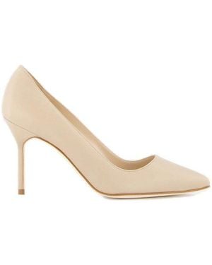 Manolo Blahnik Bb Pointed-Toe Slip-On Court Shoes - Natural