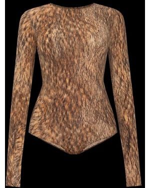 MM6 by Maison Martin Margiela Animal Motif Bodysuit - Black