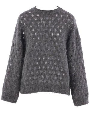 Brunello Cucinelli Crewneck Open-Knit Jumper - Grey