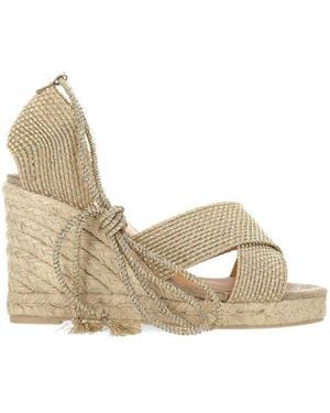 Castañer Becca Ankle-Tied Wedge Espadrille Sandals - Natural