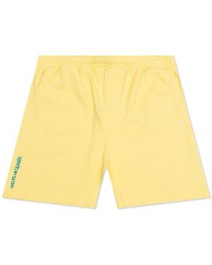 PUMA Logo Embroidered Straight-Hem Shorts - Yellow