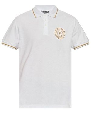 Versace Jeans Couture Logo Embroidered Polo Shirt - White