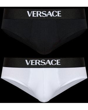 Versace Logo Intarsia Pack Of Two Briefs - Black