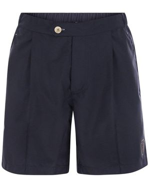 Brunello Cucinelli Logo Detailed Bermuda Shorts - Blue