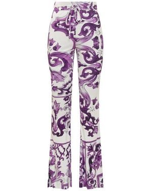 Dolce & Gabbana Majolica Printed Flared Trousers - Purple