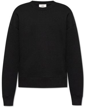 Ami Paris Paris De Coeur Long-Sleeved Crewneck Sweatshirt - Black