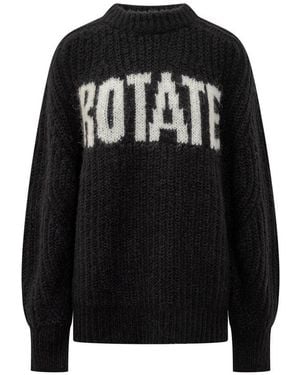 ROTATE BIRGER CHRISTENSEN Logo-intarsia Crewneck Jumper - Black