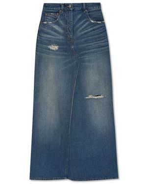 MM6 by Maison Martin Margiela Distressed Denim Maxi Skirt - Blue