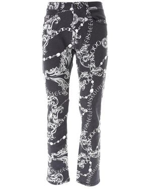 Versace Jeans Couture Logo Patch Graphic Printed Jeans - Grey