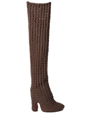 Isa Boulder Minicable Heeled Weave Boots - Brown