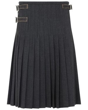 Prada Pleated Midi Skirt - Grey