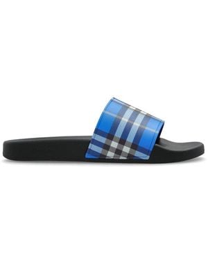 Burberry Chequered Flip-Flops - Blue