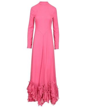 ROTATE BIRGER CHRISTENSEN Chiffon Maxi Ruffle Dress - Pink