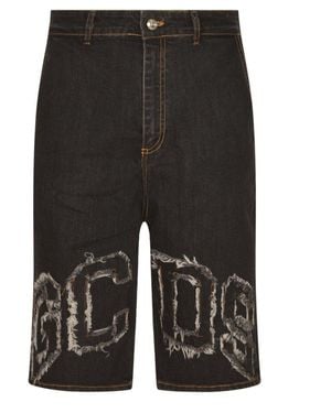 Gcds Logo-Patch Wide-Leg Shorts - Black