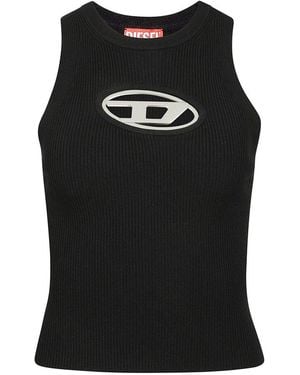 DIESEL Logo Cut-Out Ribbed Tank Top - Black