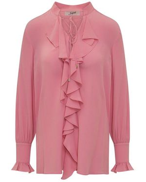The Seafarer Ruffle Tie Blouse - Pink