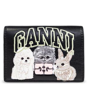 Ganni Poodle Bou Flap Card Holder in Blue | Lyst Canada