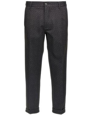 BOSS Checked Tapered Trousers - Grey