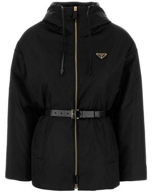 Prada Re Nylon Jacket With Belt in Black Lyst UK