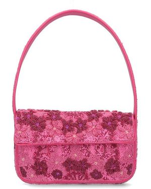 STAUD Tommy Beaded Shoulder Bag - Pink