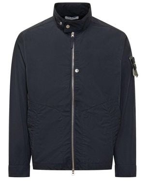 Stone Island Logo-Patch Zipped Jacket - Blue