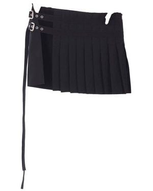 Ann Demeulemeester Buckled Pleated Skirt - Black