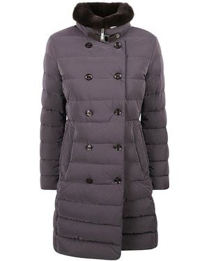 Moorer Longan Double-Breasted Coat - Grey
