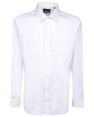 Emporio Armani Long Sleeved Twill-weave Shirt - White