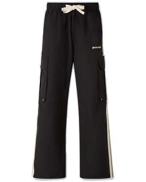 Palm Angels Logo Printed Cargo Trousers - Black