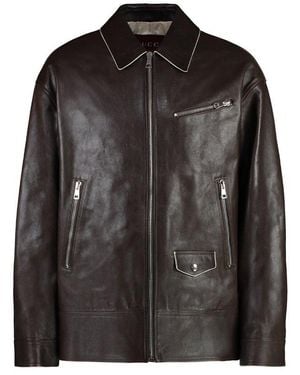 Gucci 100% Leather Jacket With Contrasting Details - Black