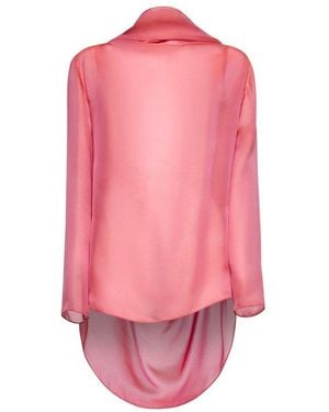 Giorgio Armani Gradient Silk Asymmetric Blouse - Pink