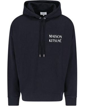 Maison Kitsuné Graphic Printed Drawstring Hoodie - Blue