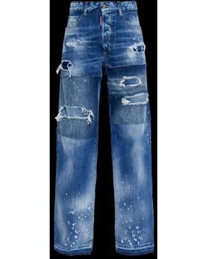 DSquared² Distressed Straight-Leg Jeans - Blue
