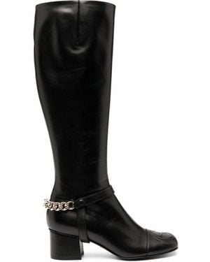 Gucci Chain Detail Knee Length Boots - Black